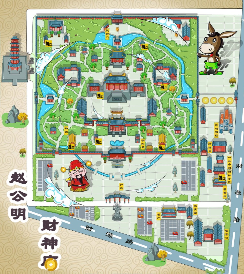 永州寺庙类手绘地图